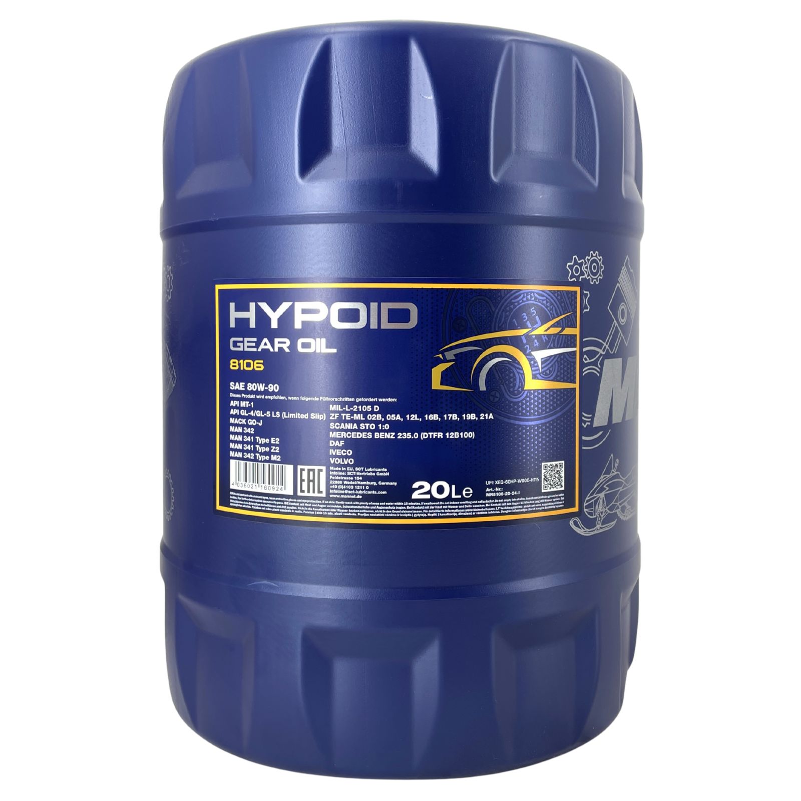 Mannol Hypoid Gear Oil Getriebeöl 80W-90 GL-4/GL-5 LS 20 Liter