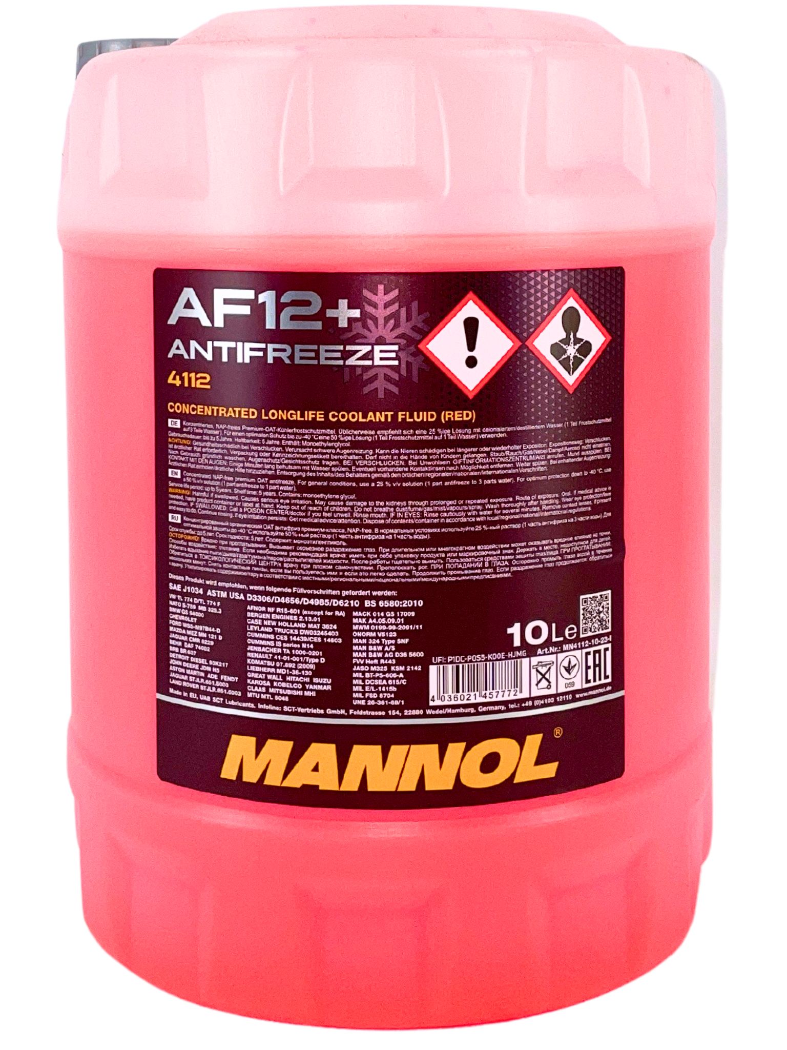 Mannol Antifreeze AF12+ Longlife Frostschutz Konzentrat 10 Liter