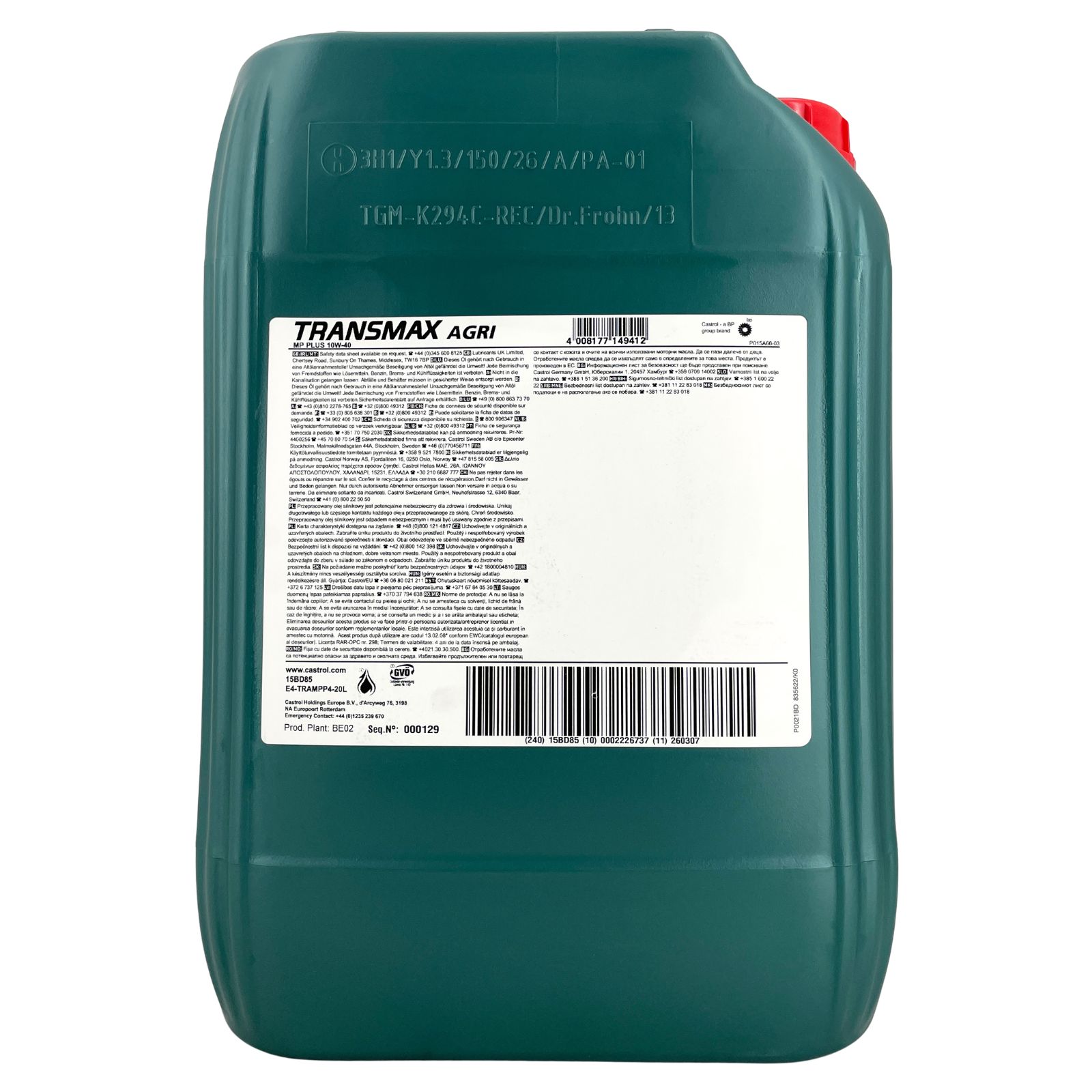 Castrol Transmax Agri MP Plus 10W-40 20 Liter