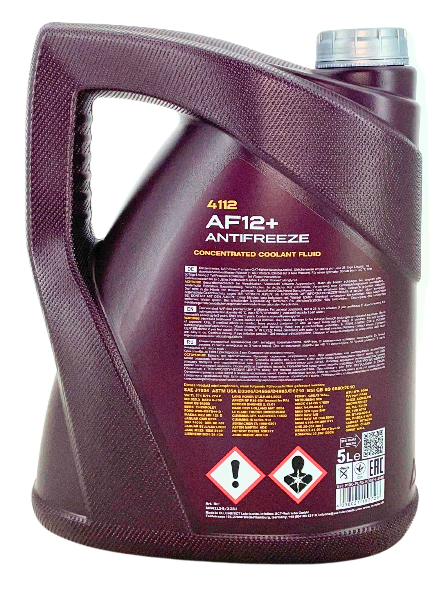 Mannol Antifreeze AF12+ Longlife Frostschutz Konzentrat 5 Liter