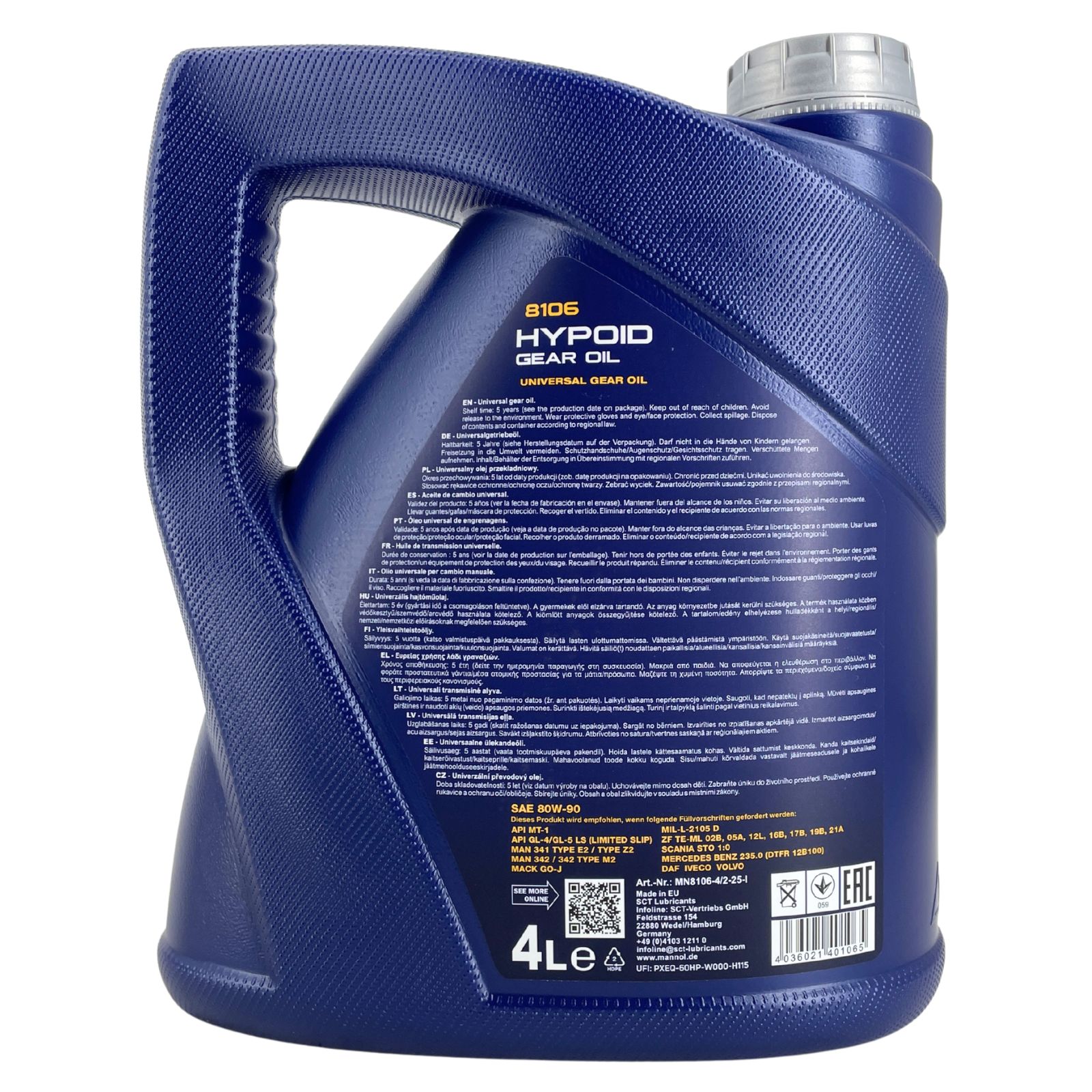 Mannol Hypoid Gear Oil Getriebeöl 80W-90 GL-4/GL-5 LS 4 Liter