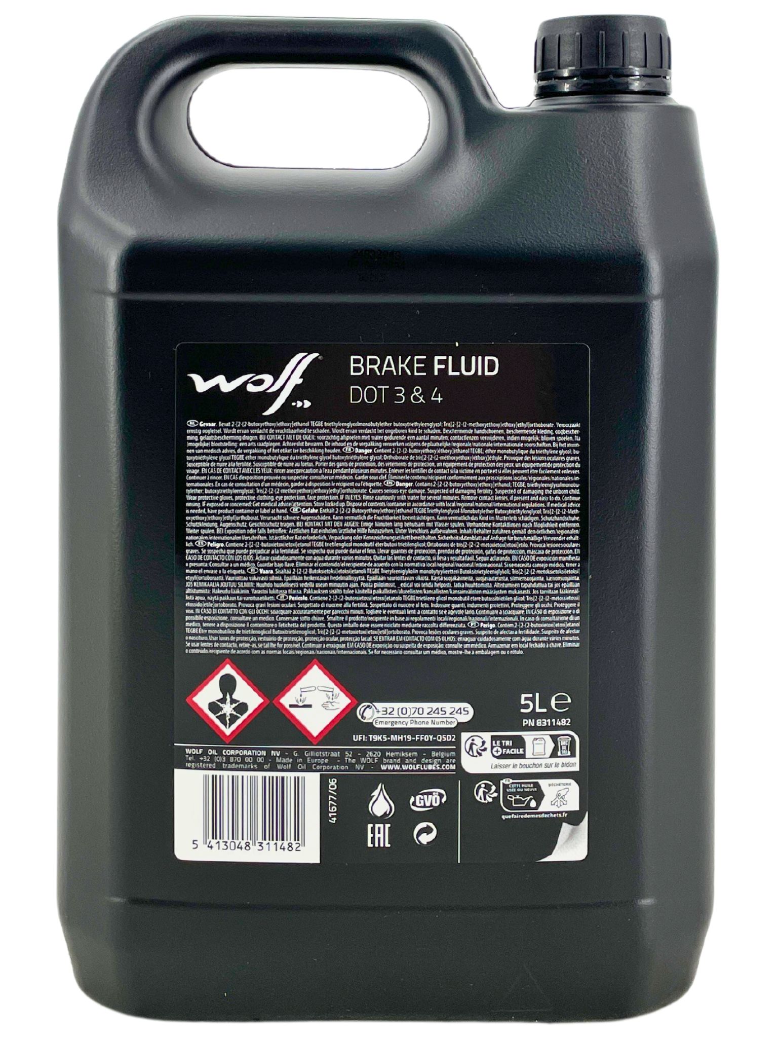 Wolf Brake Fluid DOT 3 & 4 5 Liter