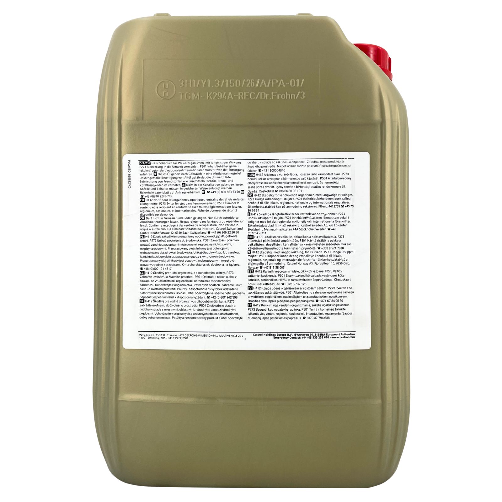 Castrol Transmax ATF Dexron-VI Mercon LV Multivehicle 20 Liter