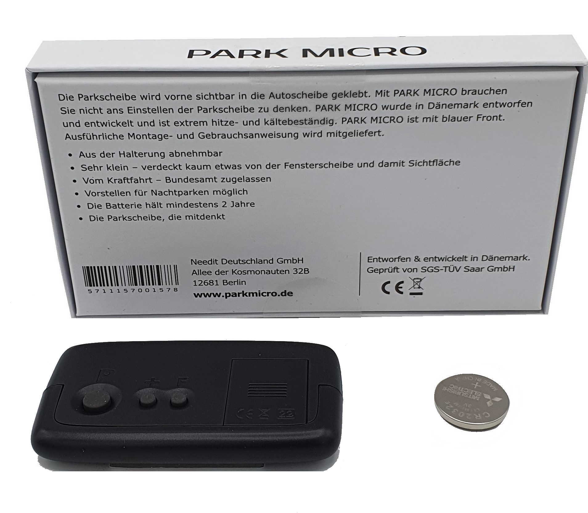 Needit Park Micro blau elektronische Parkscheibe mit Zulassung - DE
