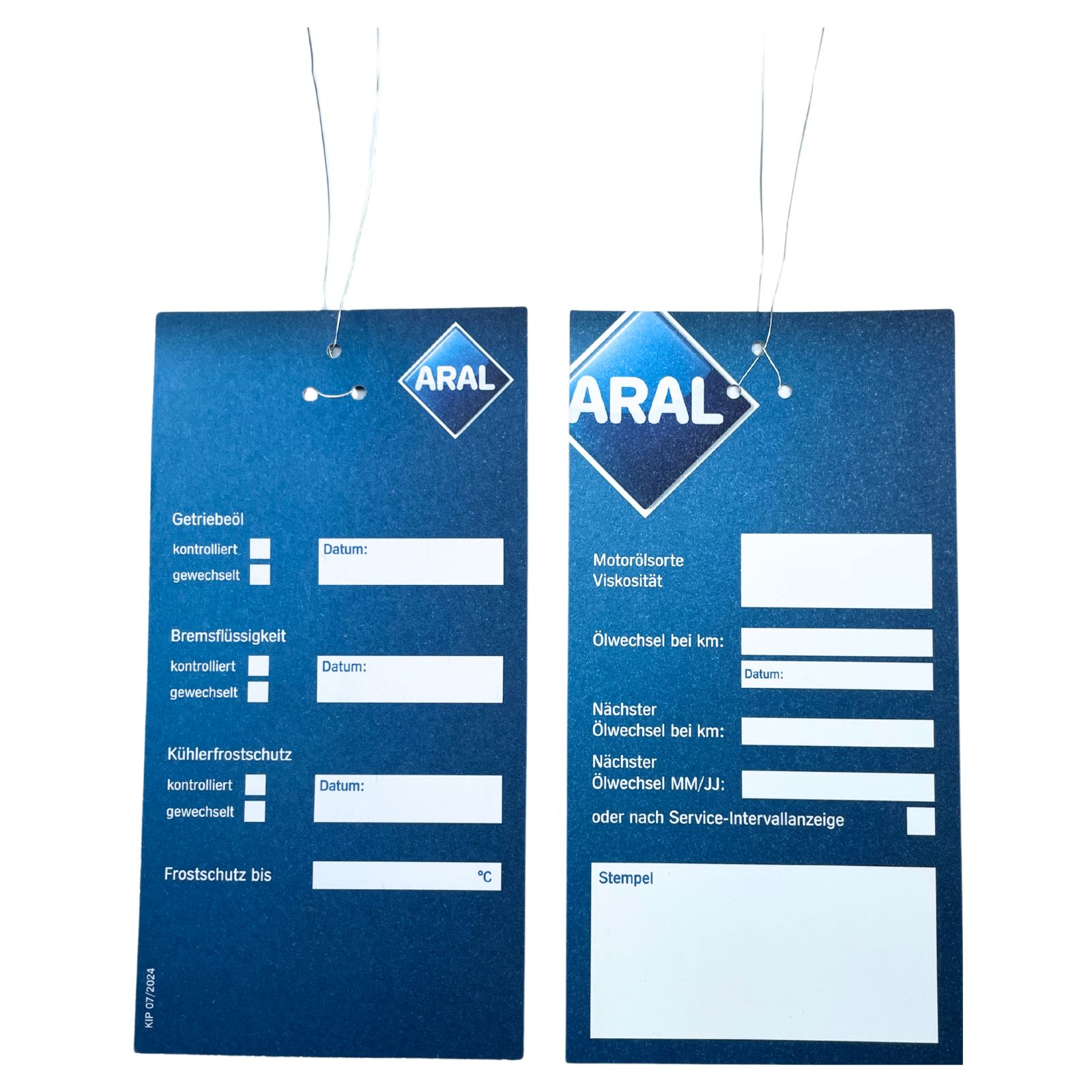 Aral Oil Change Label Ölwechselanhänger Öldienstzettel Ölzettel