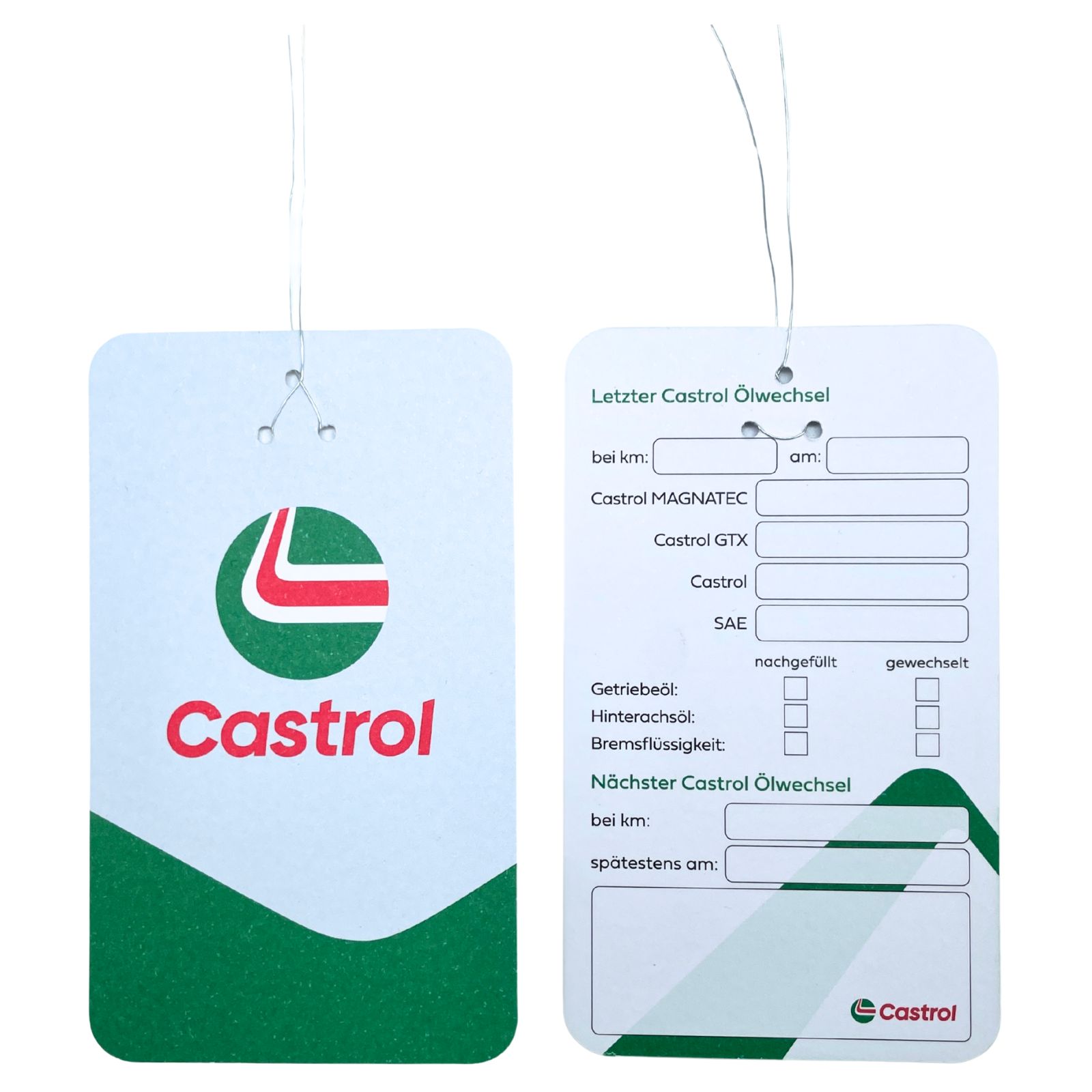 Castrol Oil Change Label Ölwechselanhänger Öldienstzettel Ölzettel