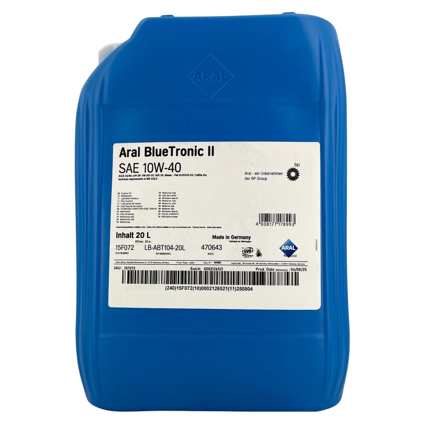 Aral BlueTronic II 10W-40 20 Liter