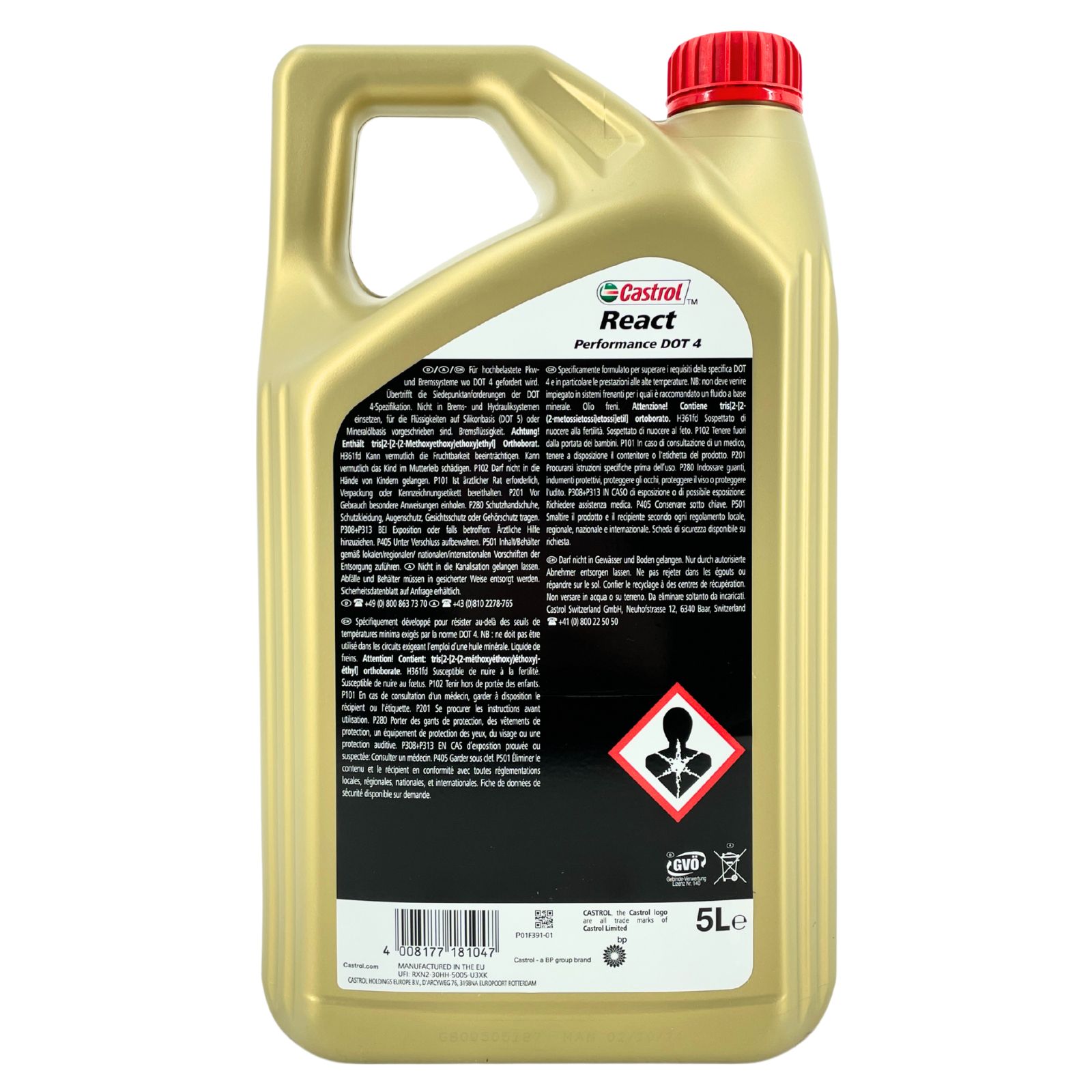 Castrol React Performance DOT 4 Bremsflüssigkeit 5 Liter